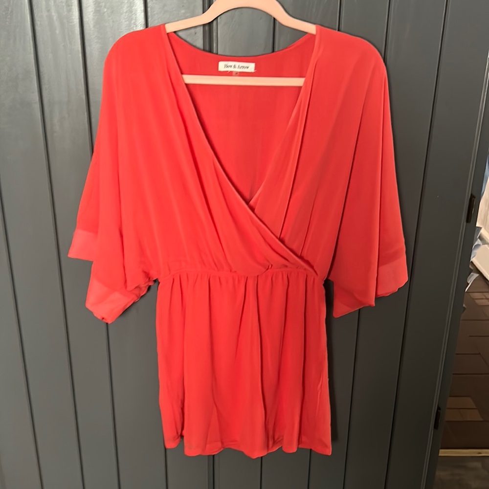 Dolman Sleeve Mini Boho Chiffon Dress | Tomato